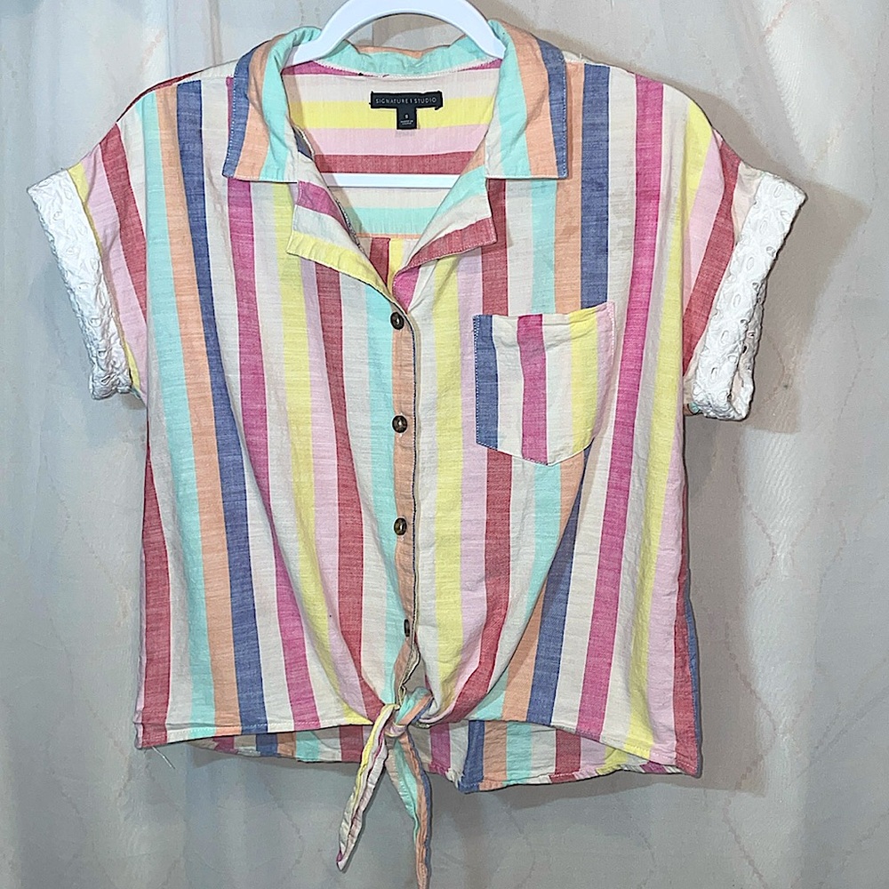 Signature Studio Pastel Striped Blouse